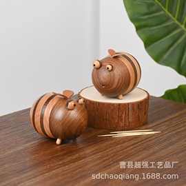 木质小蜜蜂牙签盒家用吃点心水果牙签桌面创意摆件便携牙签分配器