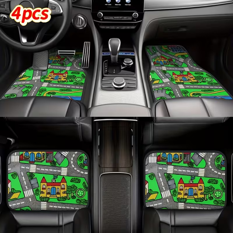 Universal Car Floor Mat Set of Four, Crystal Velvet Mats, Decorative Foot Pads, Dirt-Resistant, Customizable Cross-Border Set