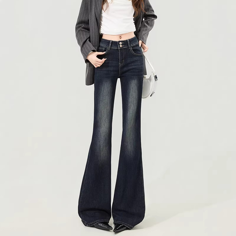 American-Style Blue-Gray Flared Jeans for Women, 2026 Spring/Summer New High-Waisted Slim-Fit Stretchy Flared Pants American-Style Blue-Gray Flared Jeans for Women, 2026 Spring/Summer New High-Waisted Slim-Fit Stretchy Flared Pants