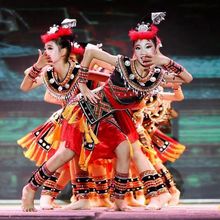 儿童铃呦灵苗族彝族表演服壮族侗族土家瑶族舞蹈演出服装时尚女童
