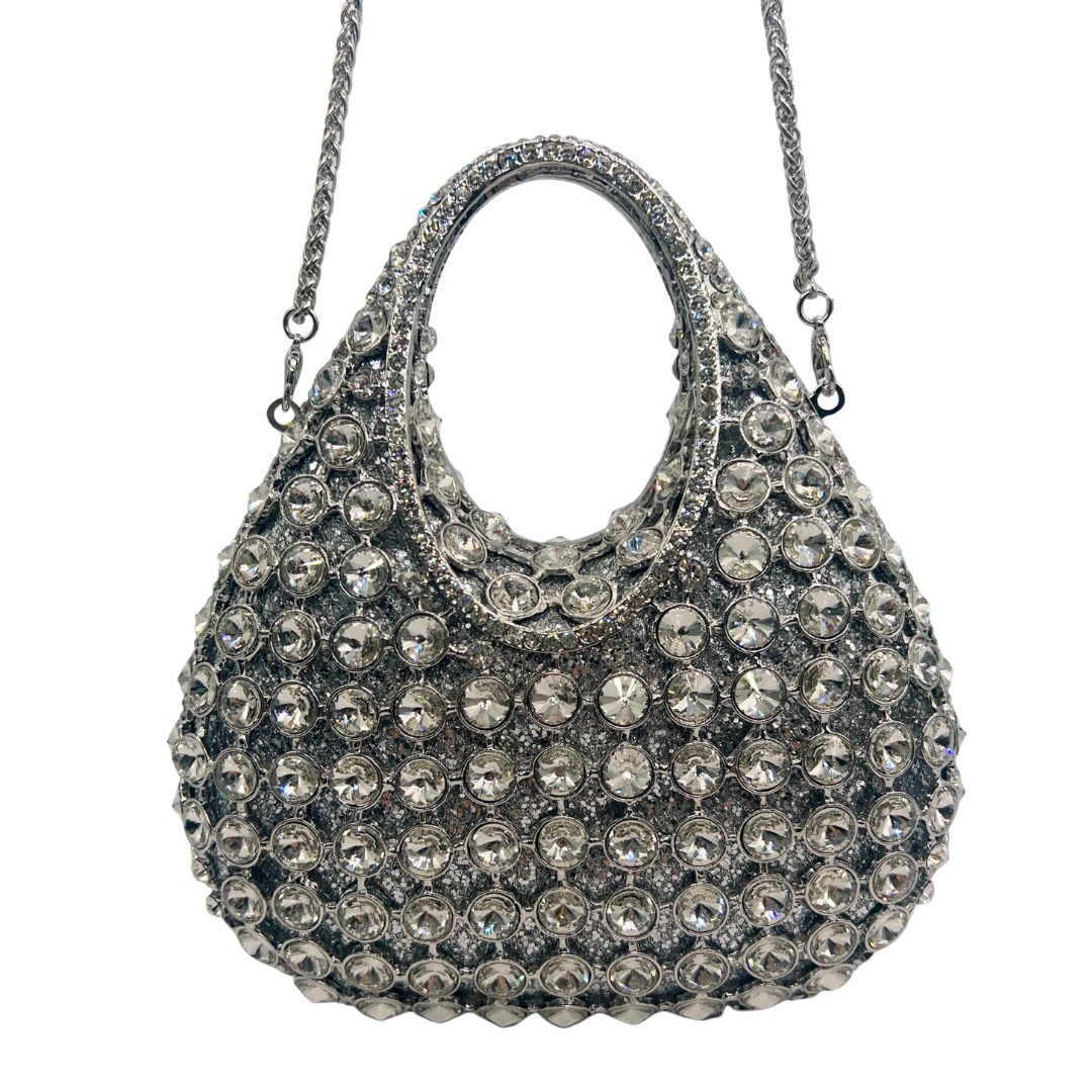 Bolsa de embrague transfronteriza diamante hueco cristal diamante de lujo cena de fiesta de mano bolso plateado otro