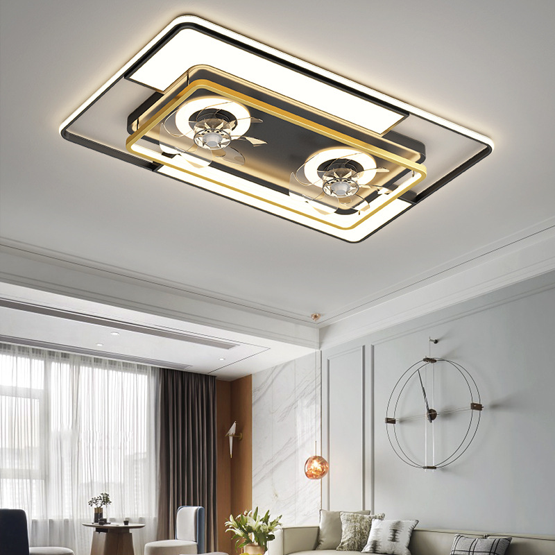 Modern Simple Swingable Shaking Head Living Room Double Fan Light Smart Integrated Bedroom Ceiling Fan Light Package