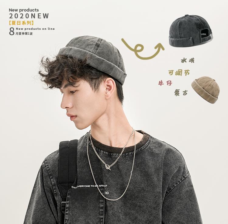 ~笨笨小舖~瓜皮帽 日系 棉質 帽子 圓頂 雅痞流氓帽 地主帽 水兵帽 地主帽 流氓帽 遮陽帽 嘻哈帽 遮陽帽 工作帽