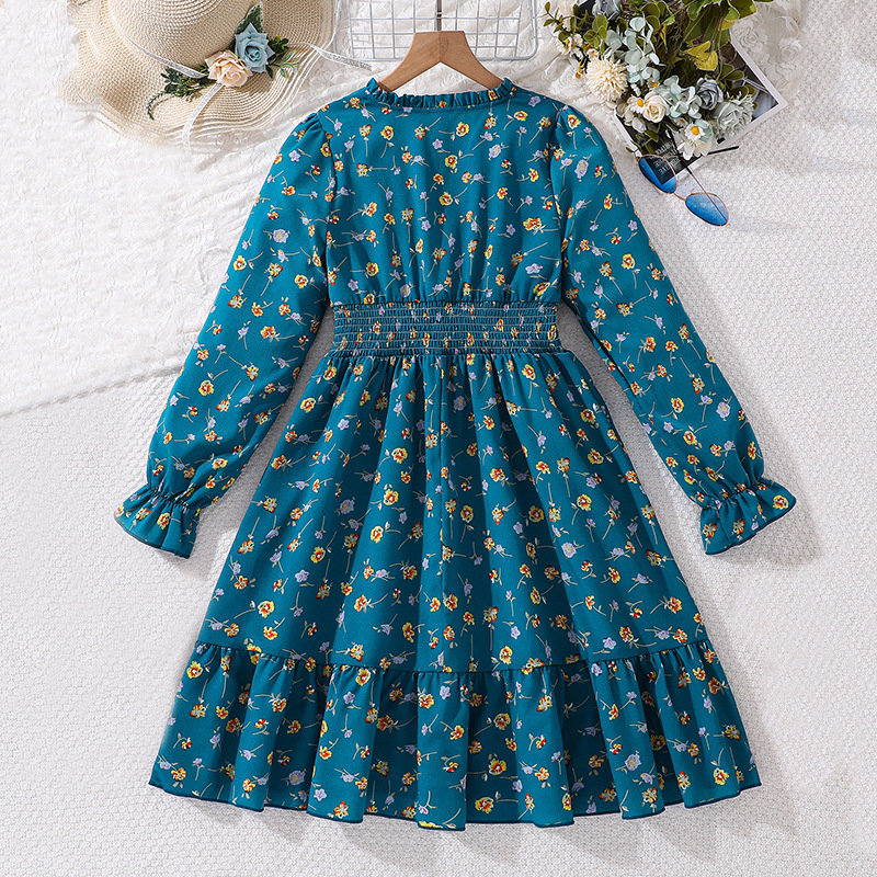 Mädchen 7-12 herbst kinder kleidung neue prinzessin stil langärmelige kleid_voghion.com