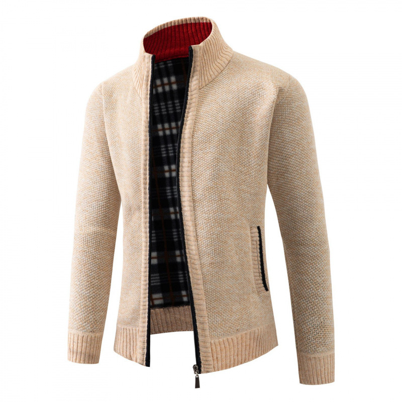 Excluido para una pieza de comercio exterior, cardigan de punto de otoño e invierno para hombres europeos y americanos, suéter grueso casual de gran tamaño con cuello alto abierto
