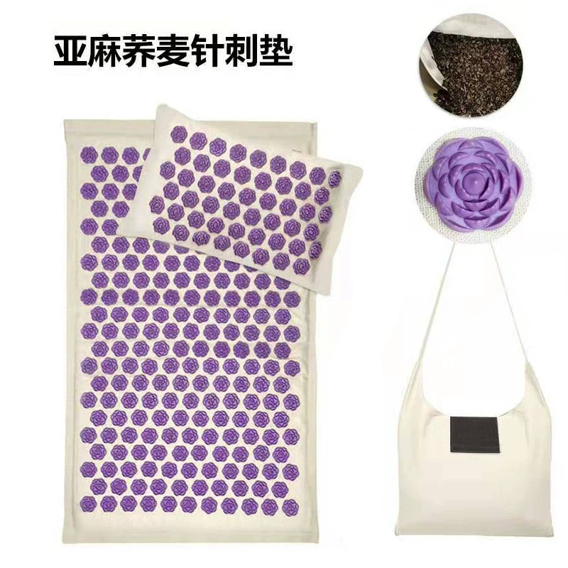 Льняной гречневый игольчатый коврик для массажа, коврик для йоги, акупунктурный коврик, подушка, набор из трех предметов, кокосовая пальма, стиль капли воды