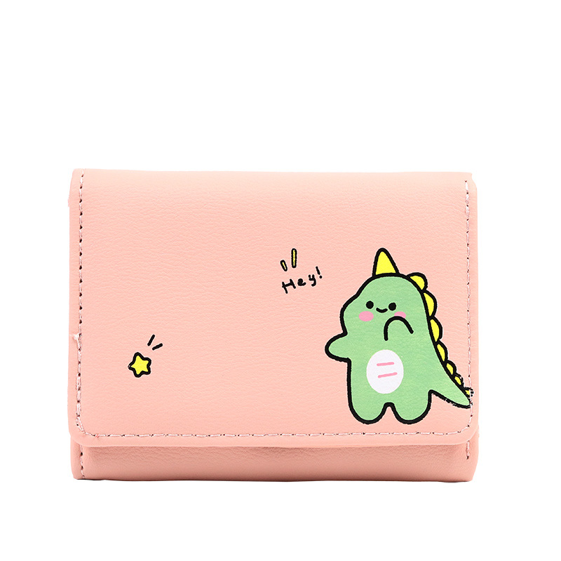 Estilo coreano pequeña cartera de las mujeres Tri-fold corto impreso lindo estudiante simple multi-tarjeta monedero de dibujos animados billetera de las mujeres