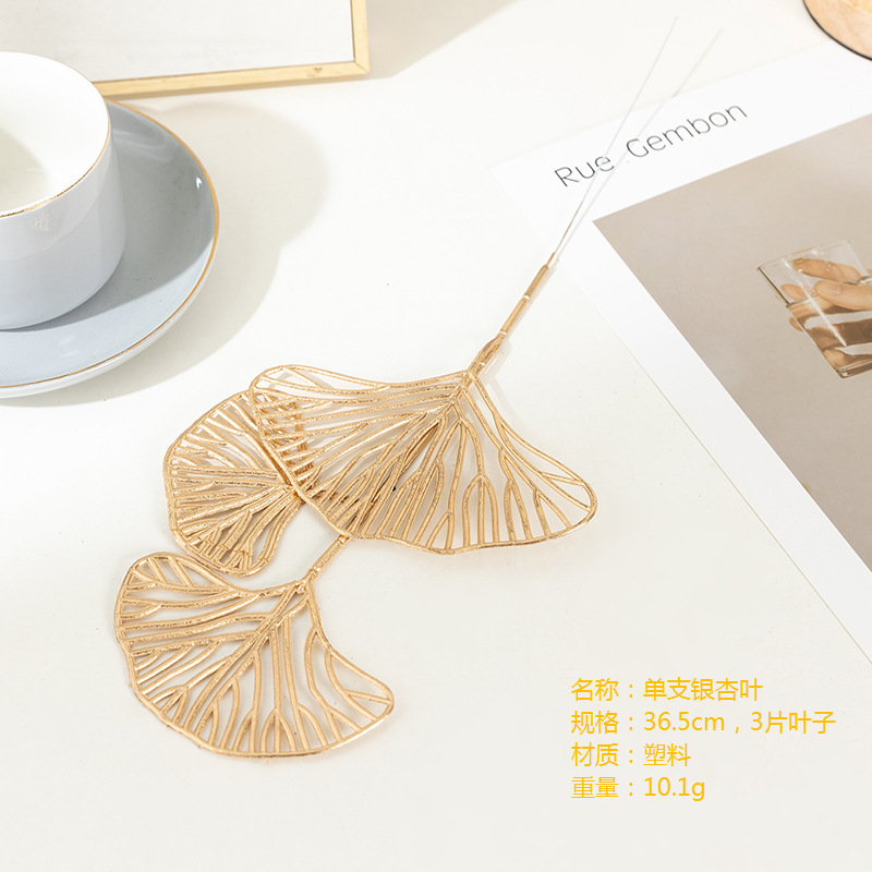Yilun Golden Artificial Flower Ginkgo Leaf Eucalyptus Gold Leaf Christmas Flower Decoration New Year's Eve Flower New Year's Blessing Bucket Flower Arrangement