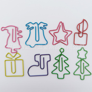 Christmas promotional gifts Christmas tree Christmas stocking paper clip cartoon metal paper clip color shaped bookmark