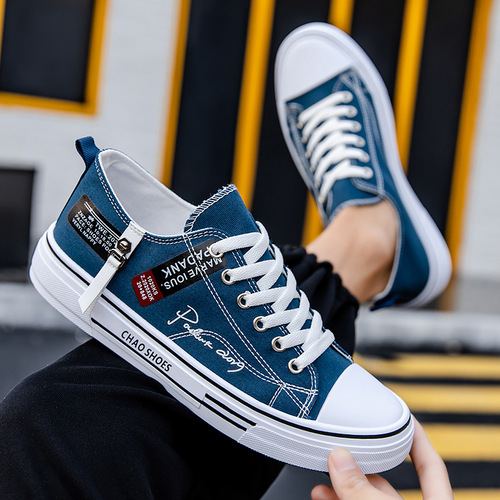 2024 Spring New Breathable Men's Canvas Shoes Hong Kong Style Men's Shoes Casual Cloth Shoes Trendy Lightweight Low-top Sneakers