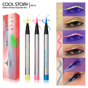 Pearlescent Fluorescent Eyeliner 3-Piece Set Uv Face Paint Long-Lasting Quick-Drying Waterproof Sweat Cross-Border Amazon Body Painting