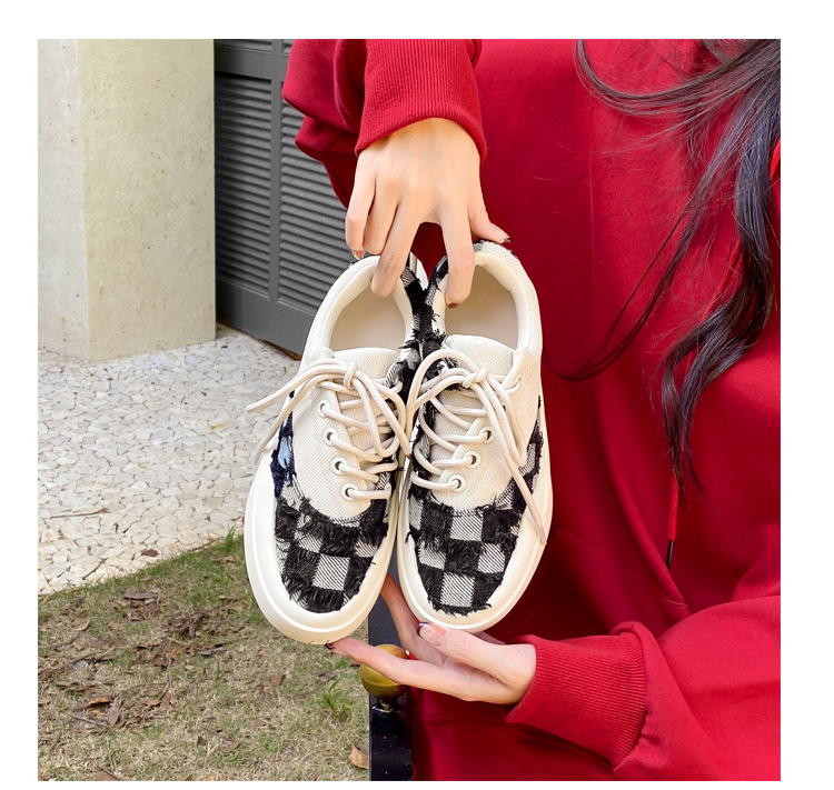 Blogger's Same Style Fashionable and Versatile Thick Sole Casual Board Size, Heightened Lace up Small White Shoes,_voghion.com