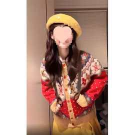 珍妮糖果屋野毛豆自制圣诞毛衣费尔岛摩天轮氛围古着感开衫