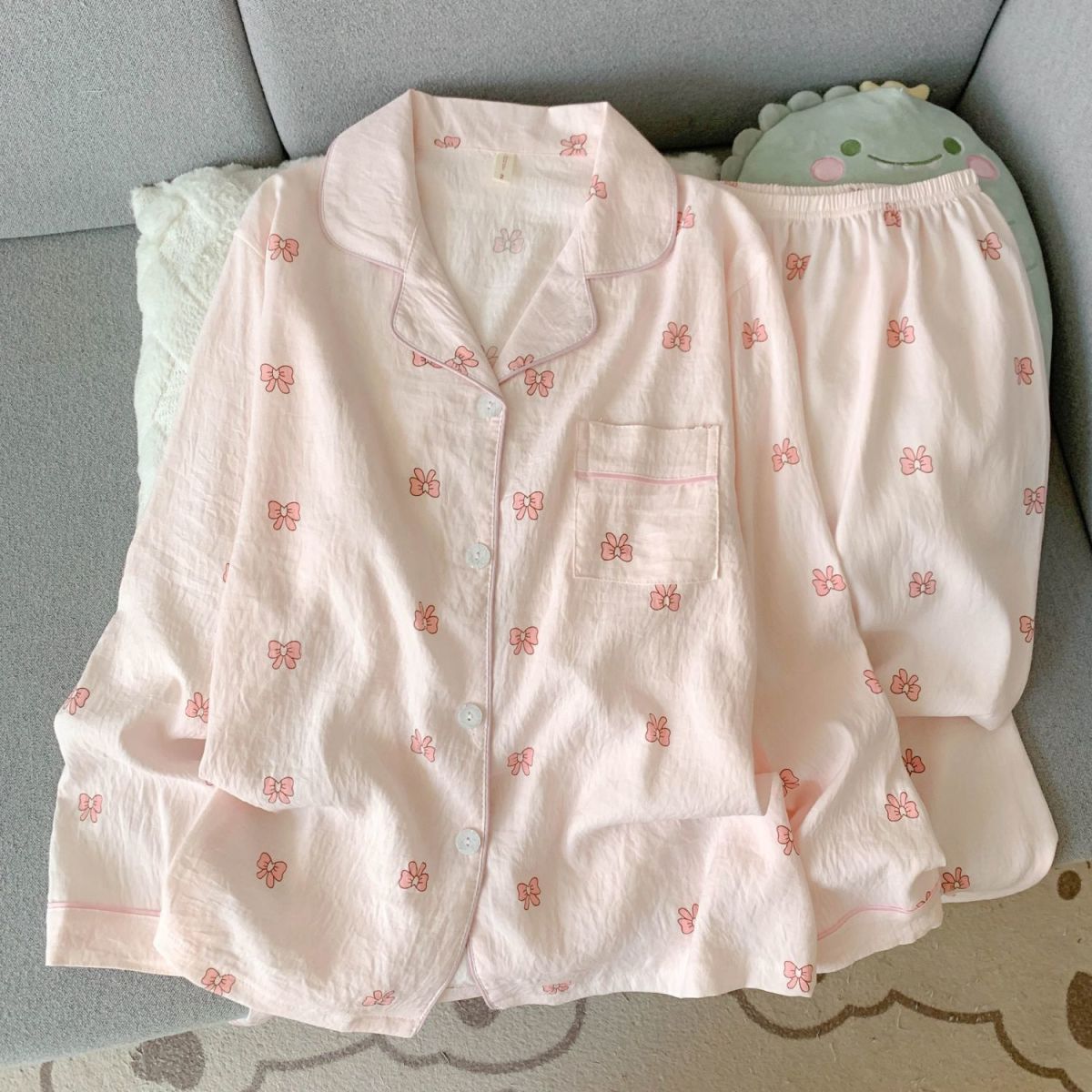 Cloud cotton pink bow double length