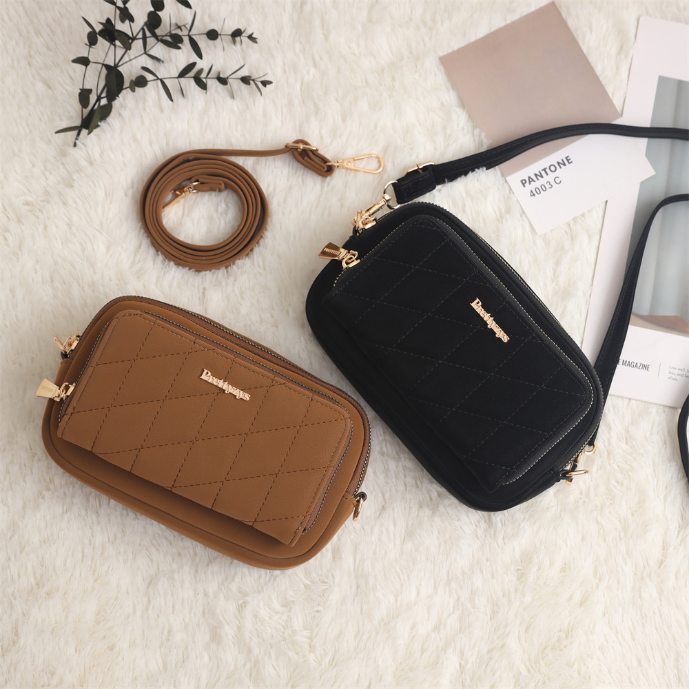 Bolso Bandolera a Cuadros para Mujer de Cuero Sintético PU para Viajes y Ocio