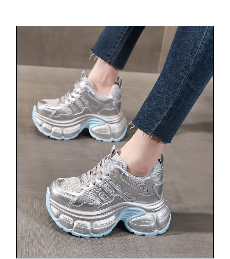 Giày sneaker nữ chunky đế dày mặt lưới thoáng khí, phong cách thể thao — màu trắng chi tiết 14