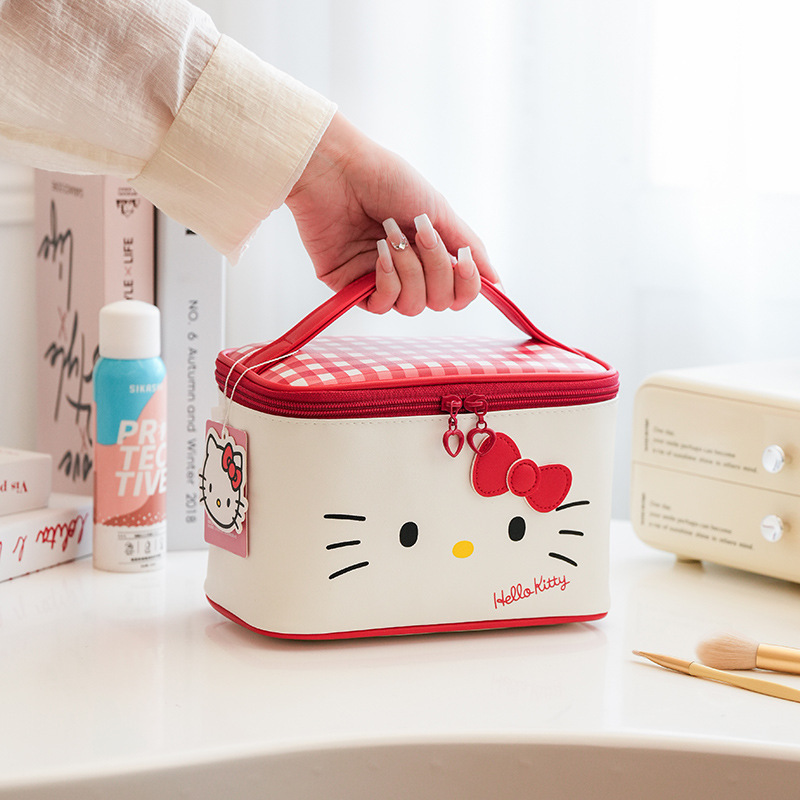 サンリオ ハローキティ ダウン ソフトクラウド 化粧品バッグ 大容量 高価値 ポータブル トラベル ストレージ バッグ|undefined