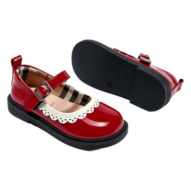 Новинка весны 2024 года, однослойная кожаная обувь для девочек в британском стиле для детей и девочек, Универсальная кожаная обувь на плоской подошве в западном стиле