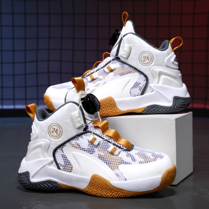Niños 2025 niños botones giratorios zapatos deportivos de primavera y otoño estudiantes zapatos para correr otoño nuevos zapatos de baloncesto