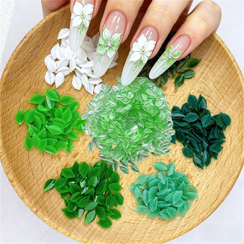Cross-border best-selling green small leaf nail decorations, leaf nail art accessories, earrings, hair clips, DIY resin items, Xiaohongshu Cross-border best-selling green small leaf nail decorations, leaf nail art accessories, earrings, hair clips, DIY resin items, Xiaohongshu