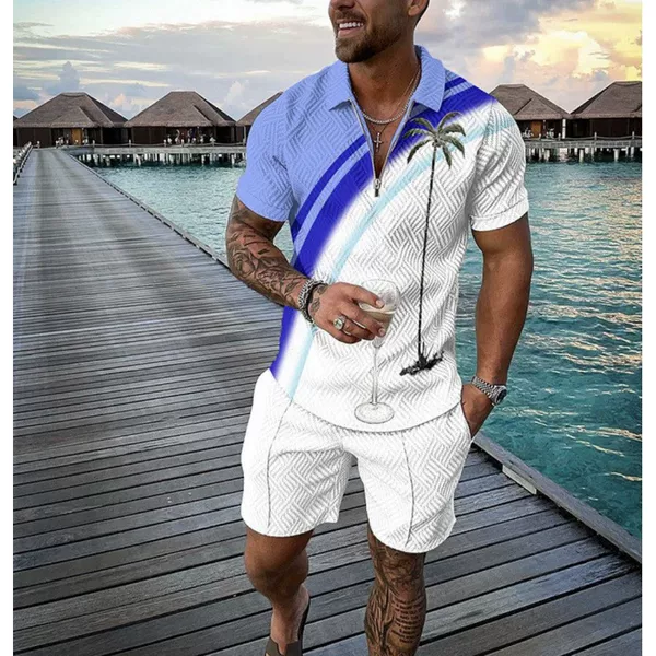 2024 Summer Cross-Border Foreign Trade New European and American Amazon Short-Sleeved Shorts Two-Piece Sports and Leisure Men's Suit