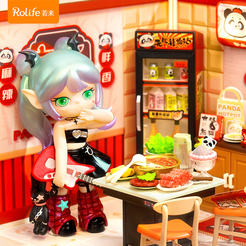 Ruo Lai Rolife Super World Hot Pot Restaurant Diy House Puzzle Block Puzzle Model House Juguetes
