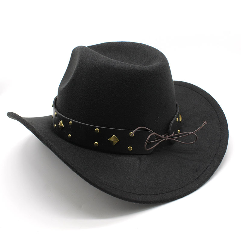 2023 jazz western woolen top felt imitation sheep denim hat_voghion.com