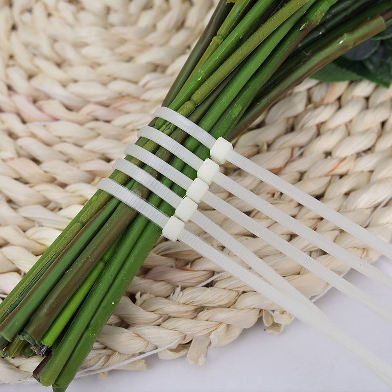 Corbata de cables de nylon autoblocante fija corbata de cables de plástico blanco corbata de flores flor floral tienda de flores