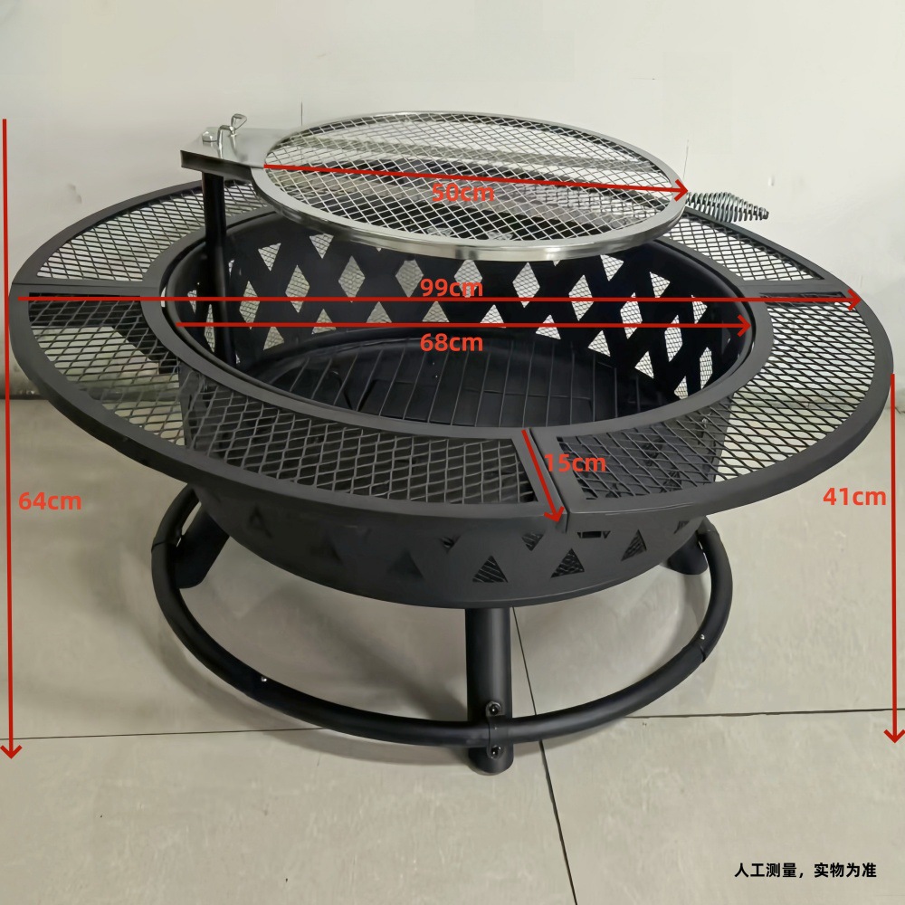 El patio puede girar la parrilla de barbacoa de elevación de doble capa, la estufa de carbón redonda, el horno de té, la fiesta de la hoguera