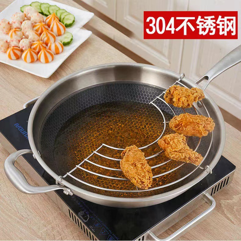 Rejilla semicircular para drenar aceite, vaporera, sartén Yukihira, rejilla de vapor de acero inoxidable, rejilla para filtrar aceite en el borde de la olla, rejilla para drenar aceite, separador de aceite para sartén.