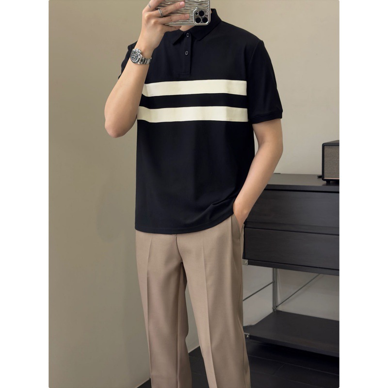 Nuevo diseño, moda, marca de moda, camiseta de manga corta, transpirable, camisa POLO de solapa a juego de color casual juvenil, top de hombre