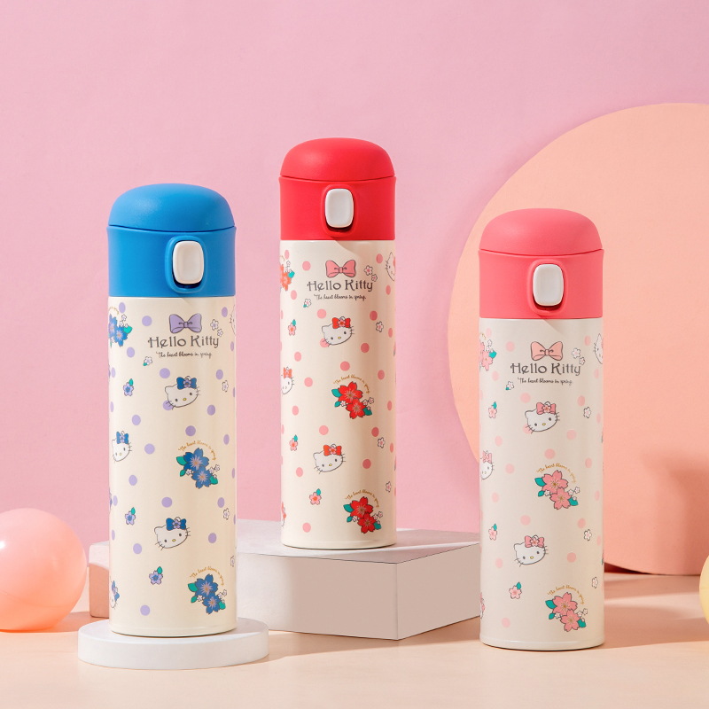 Taza termo de bebida directa de rebote de dibujos animados de Sanrio modelado en relieve 3D 316 mujeres de acero inoxidable de alto valor 350ML
