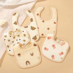 Baby spit-up cloth cross-border pure cotton gauze bib baby U-shaped bib absorbent and stain-proof Class A anti-sputum cloth