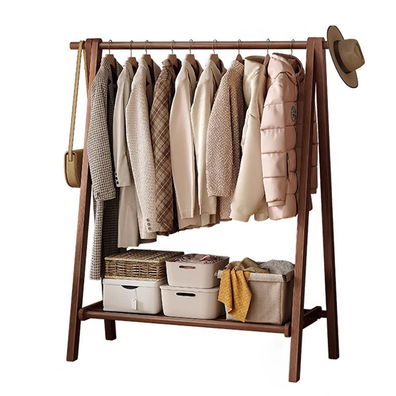 Percha de madera maciza piso dormitorio hogar percha moderna minimalista interior perchero ropa simple percha