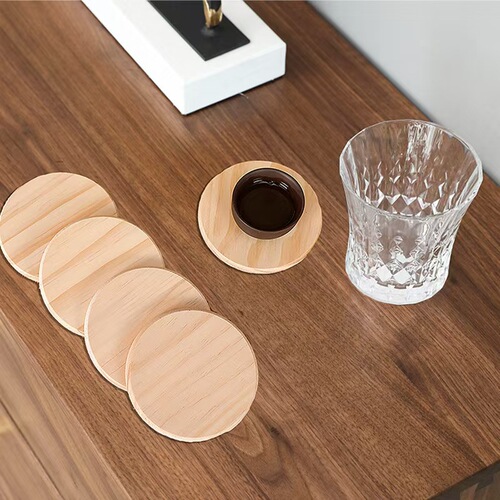 Wooden Coasters, Pine DIY Hand-Painted Round & Square Wooden Pieces, Home-Use Solid Wood Coasters, Wooden Tabletop Heat-Resistant Mats
