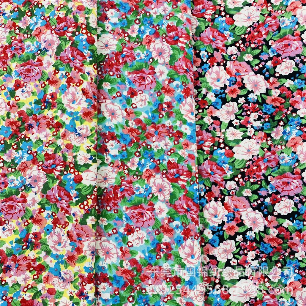 春夏新款田园风印花布 40支平纹棉布印花 服装衫衣连衣裙面料