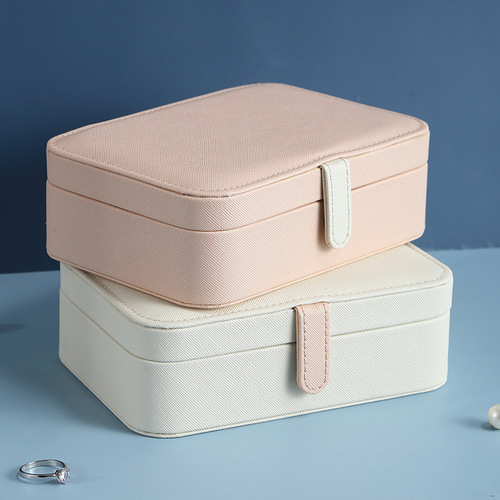 Flip-top simple girl jewelry box portable jewelry storage box with mirror small fresh makeup box storage