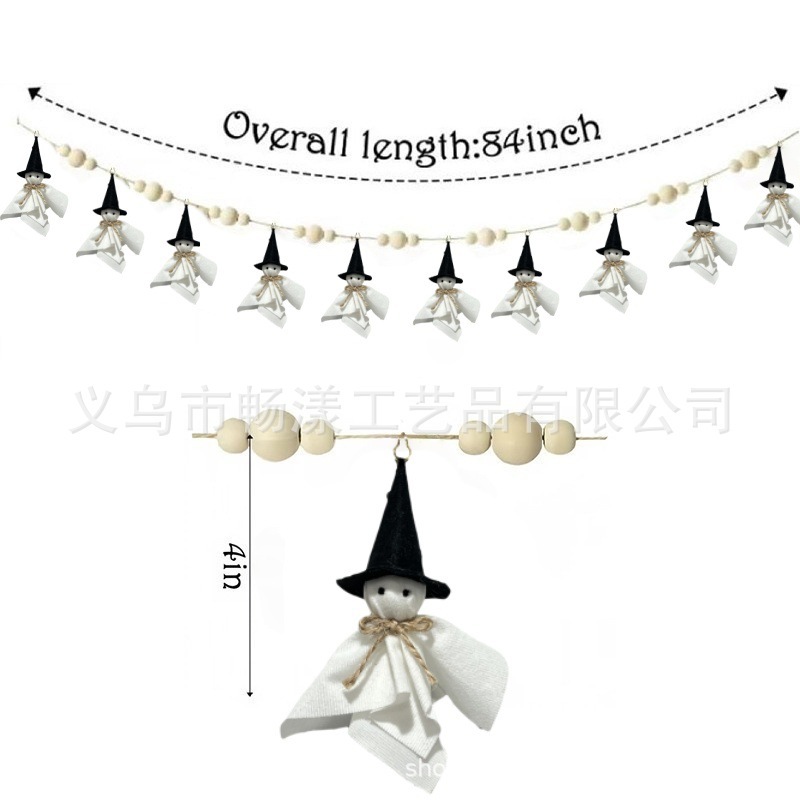 新しいハロウィンコウモリタグクリエイティブウッドビーズ麻ロープビーズ DIY ホーム壁掛け人形ペンダント|undefined