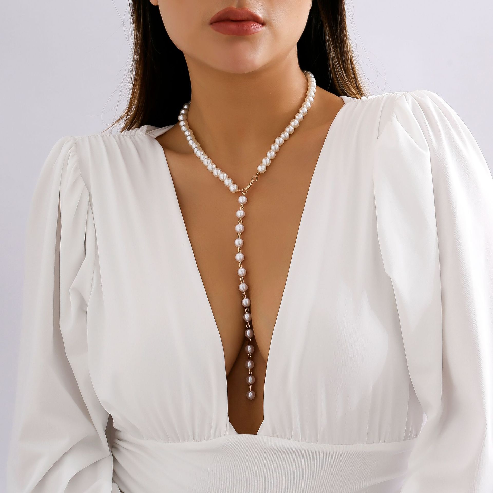 Simple Style Geometric Metal Pearl Necklace
