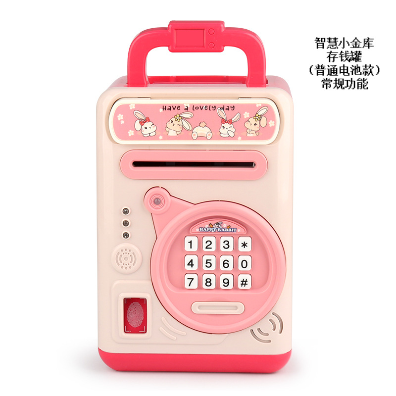 Nuevos niños de ahorro alcancía accesible huella digital contraseña caja dibujos animados sabiduría pequeño tesoro juguete regalo cumpleaños
