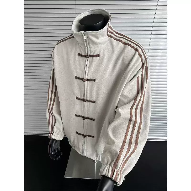 Демисезонная куртка J421, китайский стиль, бархатистая отделка (разм. M–3XL)