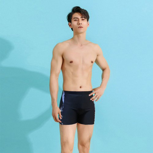 Men's Swim Trunks Fashion Print Loose Comfortable Plus Size Flat-Bottom Professional Sports Quick-Dry Swim Trunks