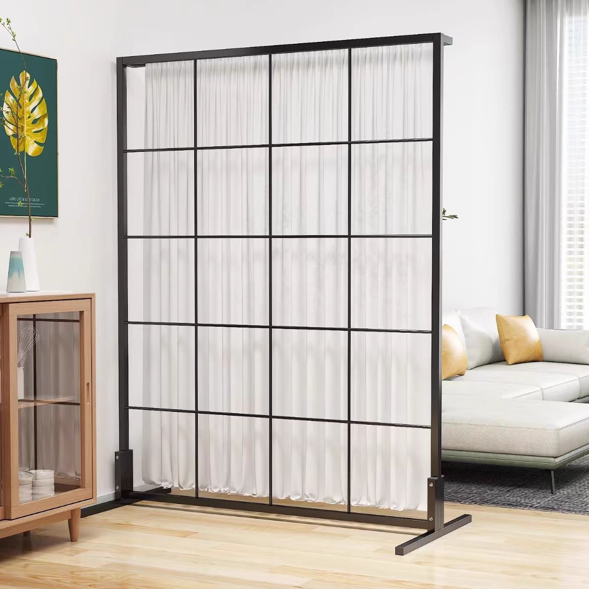 Partition wall, faux wall, wrought iron screen, living room, entryway, bedroom, beauty salon, office, simple partition wall, dividing panel