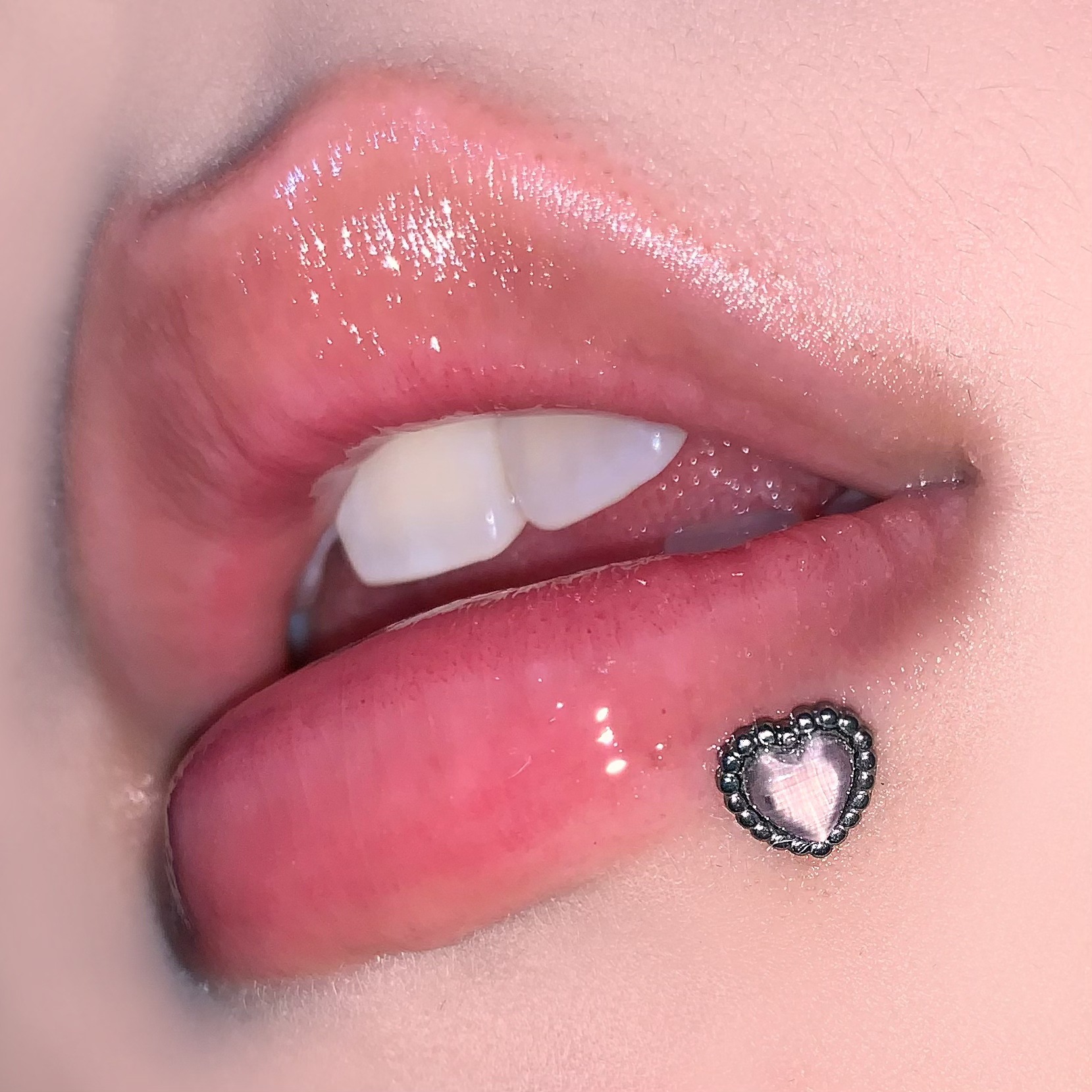Pointed labret stud close-up product detail