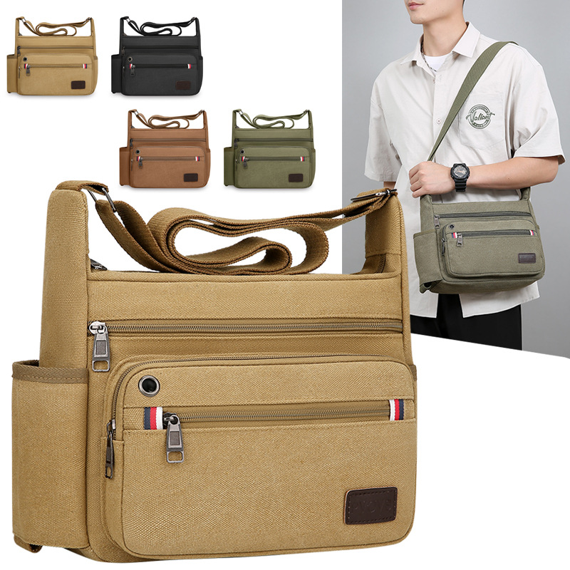 Nuevo bolso de lona multicapa transfronterizo Bolso bandolera de viaje de ocio de gran capacidad Bolso de hombre de almacenamiento multifuncional
