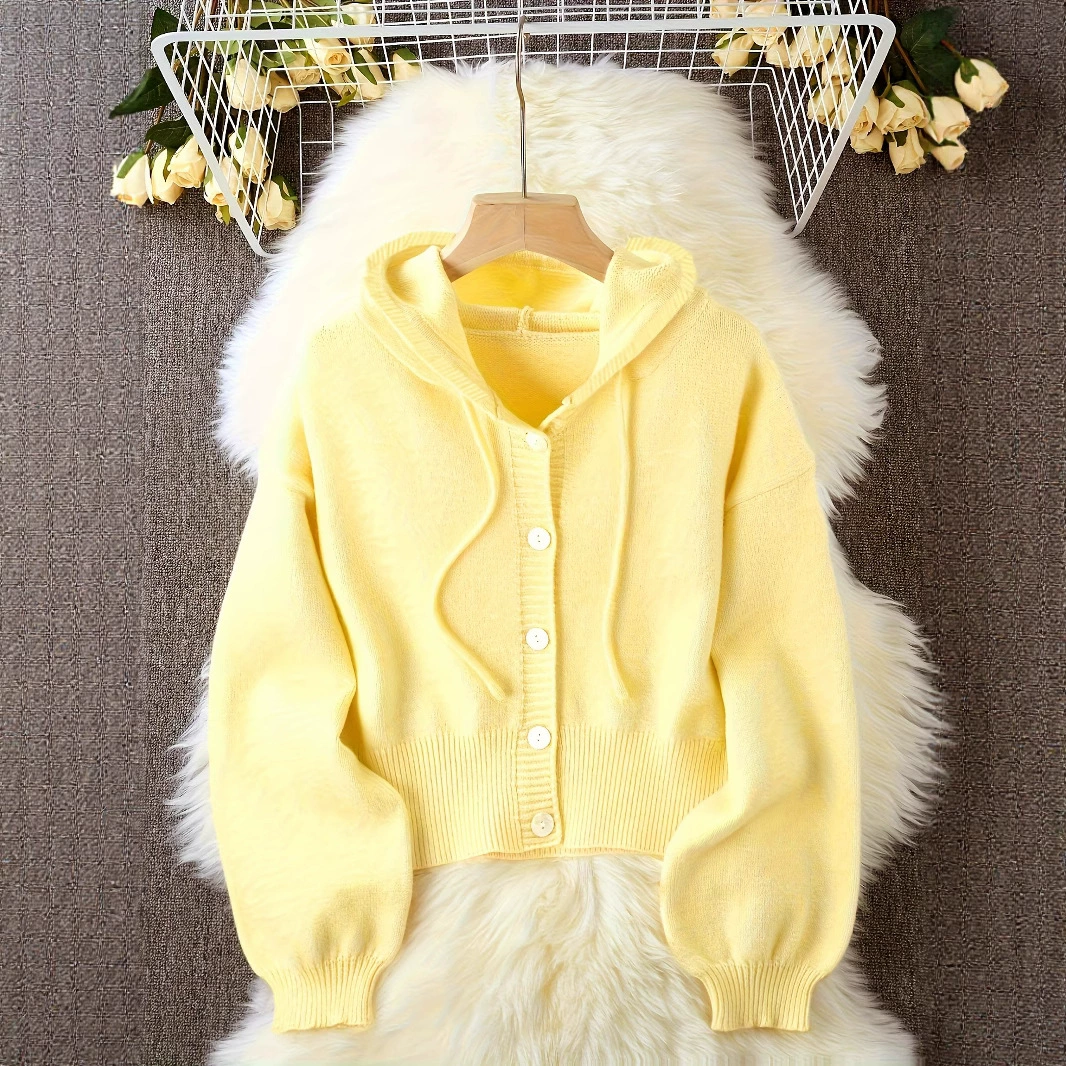 Хит продаж Amazon: нежный свитер-кардиган с капюшоном, осень-зима, длинный рукав, элегантный, однотонный, универсальный, вязаный.