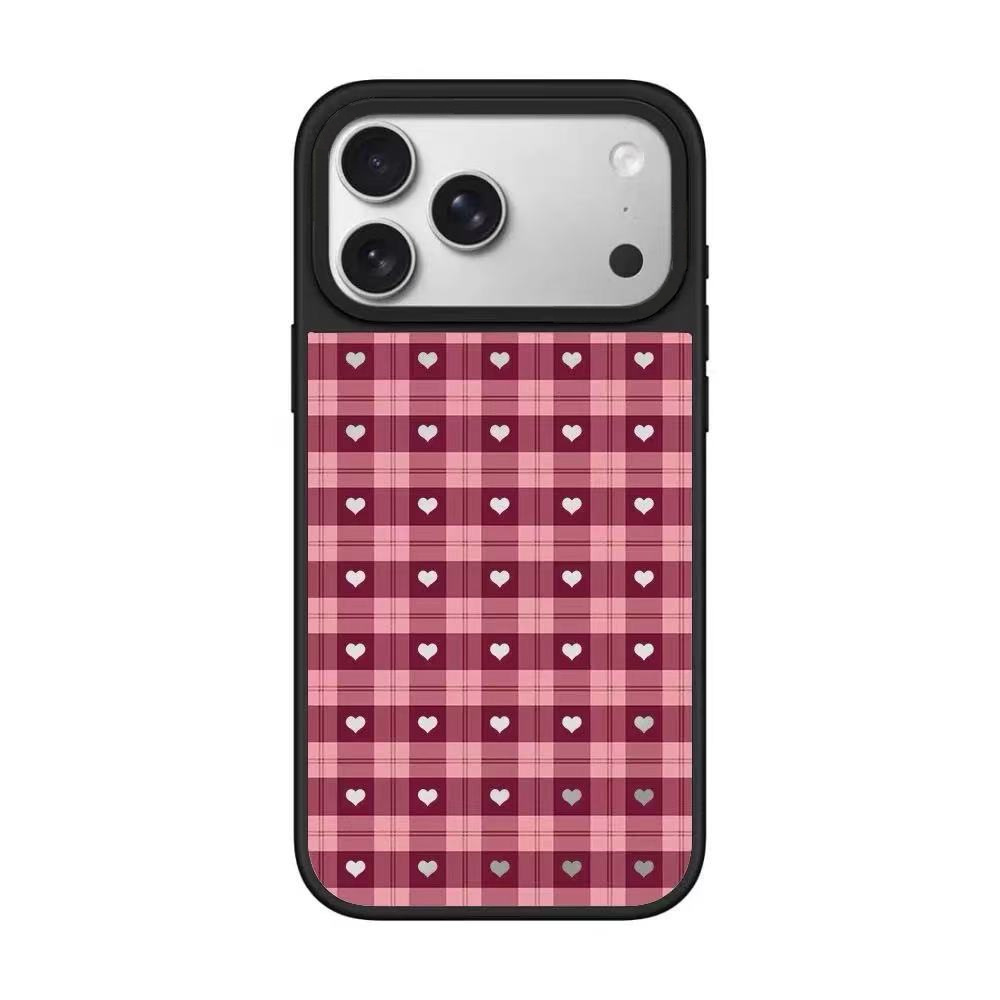 Magnetic Phone Case For Iphone 16 Pro With Mirror Grid Pattern_voghion.com