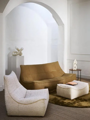 Italian Minimalist Charming Caterpillar Module L-shaped Sofa with Nordic Fabric, Retro Mid-Century Modern Leisure Living Room Three-Seater Sofa