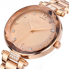 MINIFOCUS Fashion Women's Watch with Japanese Movement, Waterproof, Diamond-Encrusted, Diamond-Cut Steel Strap, Model 0038L