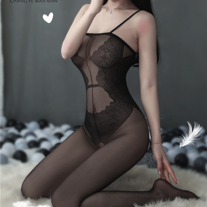 Long Night Sexy Underwear Women's Elegant Temptation Sexy One-piece Clothes Open Crotch Pin Stockings Foreign Trade 8618